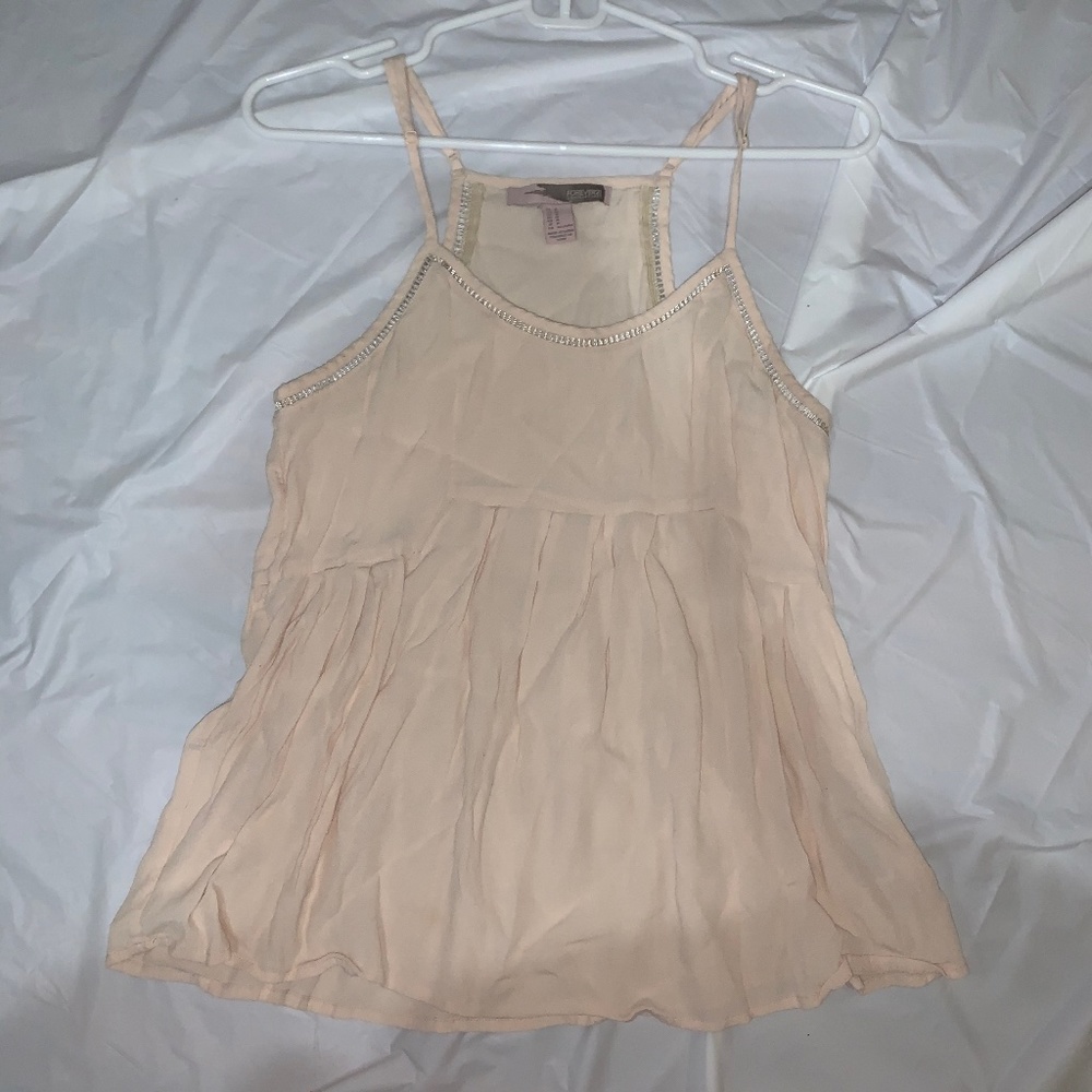 Forever 21 Beige Flowy Tank Top Adjustable straps